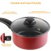 7Pcs Nonstick Cookware Set Nonstick Pots Pans Kitchenware Set with 2 Sauce Pans 1 Fry Pan 1 Casserole 3 Lids Indoor Outdoor Use