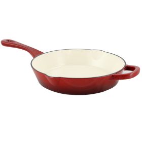 Crock Pot Artisan 10 in. Round Enameled Cast Iron Skillet in Scarlet Red