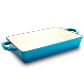 Crock Pot Artisan 13 in. Enameled Cast Iron Lasagna Pan in Teal Ombre