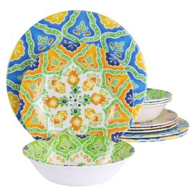 Elama Stapanya 12 Piece Melamine Dinnerware Set in Multi