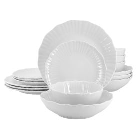 Elama Millie 16 Piece Double Bowl Porcelain Dinnerware Set in White
