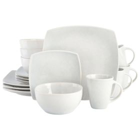 Gibson Home Soho Lounge 16 Piece Soft Square Stoneware Dinnerware Set in Stone Grey