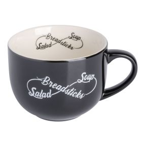 Babish 17 Ounce Wide Fine Ceramic Breadstick Soup &amp; Salad Mug in Black