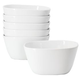 Our Table Simply White 6 Piece 6 Inch Porcelain Soft Square Cereal Bowl Set