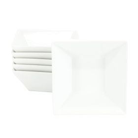Our Table Simply White 6 Piece 26 Ounce Fine Ceramic Square Soup Bowl Set in White