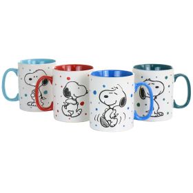 Gibson Peanuts Freckled Joy 15oz Stoneware 4 Piece Mug Set in Assorted Designs