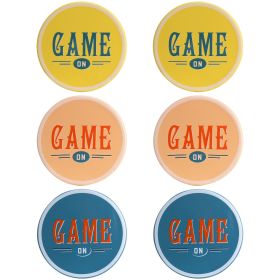 Wanda June Home Game On 6 Piece Stoneware Coaster Set in Assorted Colors