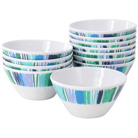 Gibson Home Tropical Sway Orleans 12 Piece 6 Inch Melamine Bowl Set in Blue