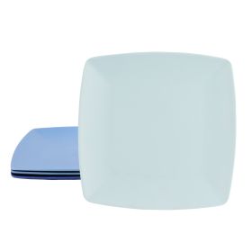 Gibson Home Grayson 4 Piece 8.5 Inch Square Melamine Dessert Plate Set in Assorted Blue