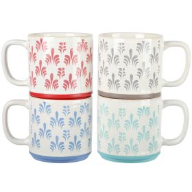 Gibson Home Morning Mist 4 Piece 18 Ounce Stoneware Mug Set in Assorted Colors