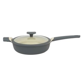 Oster Rooney 4.1 Quart Ceramic Nonstick Cast Aluminum Saute Pan with Lid in Grey