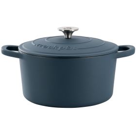 Crockpot Artisan 5 Quart Enameled Cast Iron Dutch Oven in Matte Navy Blue
