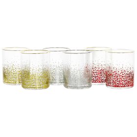 Laurie Gates California Designs Audrey Hill 6 Piece 13.5oz Double Old Fashion Glass Set in Assorted Colors