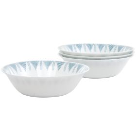 Ultra by Gibson Piper Point 4 Piece 7.5 Inch Round Tempered Opal Glass Bowl Set in Blue