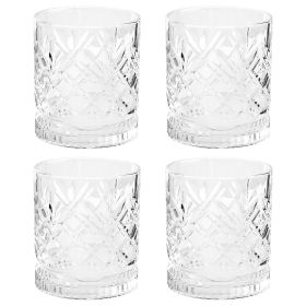 Gibson Home 4 Piece 13 Ounce Diamond Embossed Double Old Fashioned Glassware Set