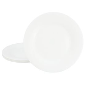 Gibson Ultra White Shadow 6 Piece 10 Inch Opal Glass Dinner Plate Set in White