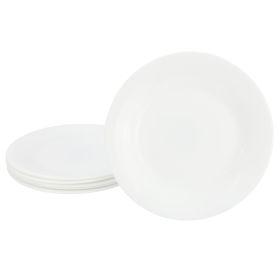 Gibson Ultra White Shadow 6 Piece 7 Inch Opal Glass Dessert Plate Set in White