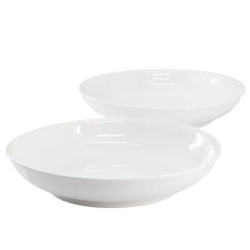 Gibson Home 2 Piece 11 Inch Round Fine Ceramic Serving Bowl Set in White