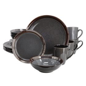 Gibson Elite Priya 16 Piece Stoneware Reactive Glaze Dinnerware Set in Grey