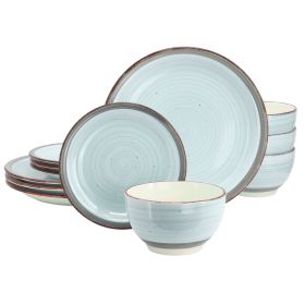 Gibson Home Holcomb 12 Piece Ceramic Dinnerware Set in Light Blue