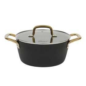 Oster Abbottsford 4.4 Quart Nonstick Aluminum Dutch Oven with Glass Lid in Black