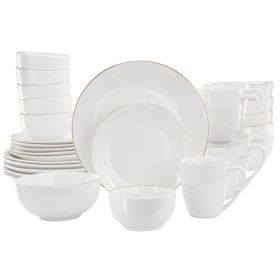 Gibson Home Ogalla 30 Piece Gold Banded Fine Ceramic Dinnerware Set