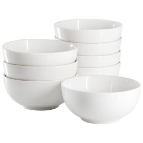 Gibson Home Ogalla 8 Piece Fine Ceramic 6 Inch 22 Ounce Cereal Bowl Set in White with Gold Rim