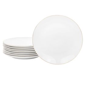 Gibson Home Ogalla 8 Piece 7.5 Inch Gold Banded Fine Ceramic Dessert Plate Set