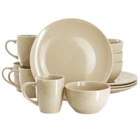 Gibson Home Everyday Plus 12 Piece Stoneware Dinnerware Set in Cream