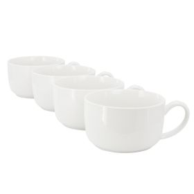 Gibson Home Great Essentials 4 Piece 32.5 Ounce Fine Ceramic Large Latte Mug Set in White