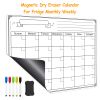Magnetic Dry Eraser Calendar For Fridge Monthly Weekly Schedule Whiteboard Planner w/ Eraser 5 Marker Pens