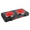 2000W Electric Infrared Dual Burner Portable Heating Hot Plate Stove Countertop RV Hotplate with 7.5” & 6.3” Glass Cooktop Stepless Temperature Adjust