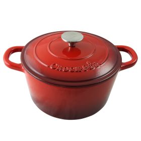 Crock Pot Artisan 5 Quart Round Enameled Cast Iron Dutch Oven in Scarlet Red