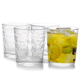 Gibson Home Great Foundations 4-Piece 13 oz. Double Old Fashion Glass Set, Square Pattern