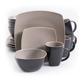Gibson Soho Lounge Matte 16-Piece Dinnerware Set, Taupe