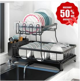 Dish Racks for Kitchen Counter, Stainless Steel Kitchen Dish Drying Rack with Drainboard, Detachable Dish Drainers with Utensil Holders