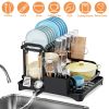 2-Tier Dish Drying Rack for Kitchen Counter Space Saving Rustproof Dish Rack with Drainboard Detachable Kitchen Drainer Organizer Set with Utensil Hol