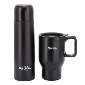 Mr. Coffee Javelin 2 Piece Thermal Bottle and Travel Mug Set in Black