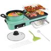 3 in 1 Electric Hot Pot with Grill 1600W Smokeless Non-Stick Korean BBQ Grill Shabu Shabu Hot Pot Combo with Independent Temperature Control for 3-5 P