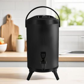 SOGA 2X 12L Stainless Steel Insulated Milk Tea Barrel Hot and Cold Beverage Dispenser Container with Faucet Black