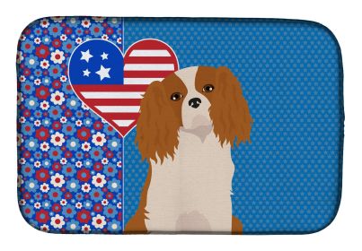 Blenheim Cavalier Spaniel USA American Dish Drying Mat Absorbent Dish Drying Mat Pad for Kitchen Counter Dish Drainer Mat for Countertop, 14 x 21"