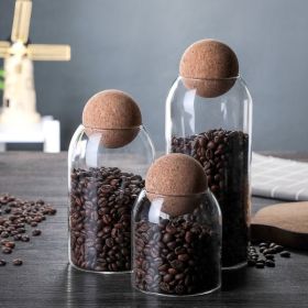 1 SET Storage ball jar, glass tea jar, minimalist cork jar, sealed candy jar, storage jar, coffee jar, dry food storage jar, coffee storage conta