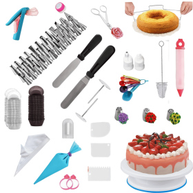 Cake Decorating Supplies Kit, 206 PCS Baking Set for Beginners With Cake Turntable Stand Rotating Turntable,Russian Piping Tips Set
