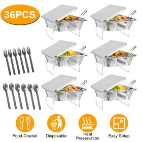 36Pcs Disposable Chafing Dish Buffet Set Food Warmers For Party Buffet Server Catering Supplies With Covers Utensils Half Size Food Pans For Part