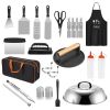 31Pcs Griddle Accessories Kit Flat Top Grill Accessories For Camp Chef with Spatulas Griddle Press Basting Cover Spice Shakers Vegetable Forks Steel S