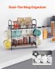 2 Tier Coffee Bar Organizer for Countertop with 12 Movable Hooks Mug Holder
