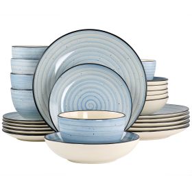 Elama Gia 24 Piece Round Stoneware Dinnerware Set in Light Blue