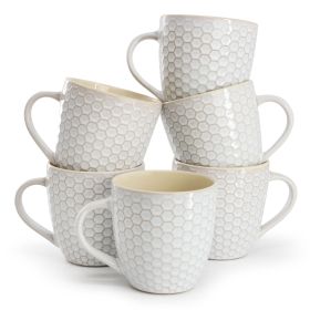 Elama Honeycomb 6 Piece 15 Ounce Mug Set in White