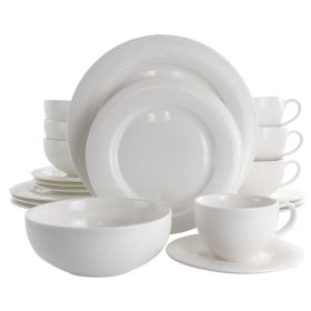 Elama Pallene 20 Piece Porcelain Dinnerware Set in White