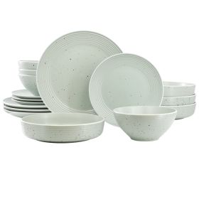 Elama Emilia 16 Piece Double Bowl Stoneware Dinnerware Set in Light Green